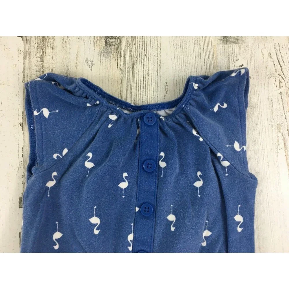 Gymboree Baby Girls 12 to 18 M Blue White Flamingo Romper
